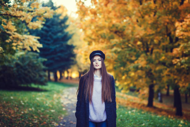 istock Perfect autumn woman model 1176343442