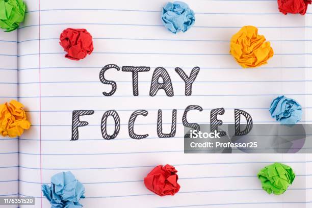 Stay Focused Stock Photo - Download Image Now - Focus - Concept, Crumpled, Lined Paper