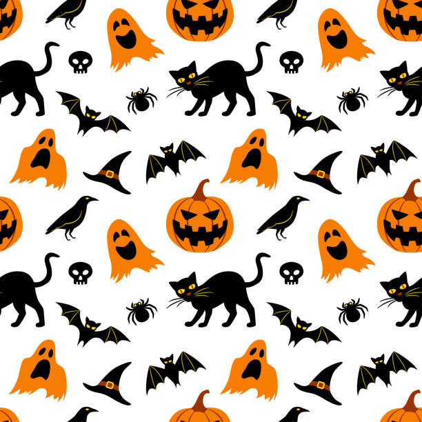 illustrations, cliparts, dessins animés et icônes de modèle d'halloween - animal skull skull halloween backgrounds