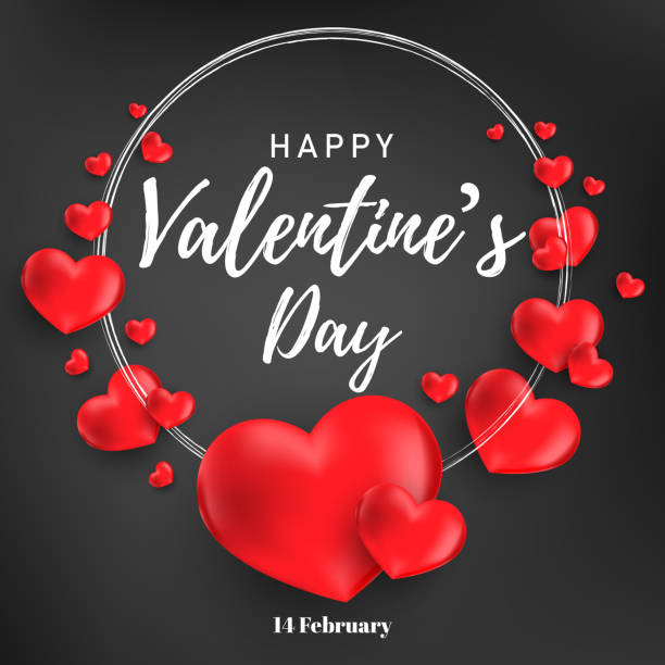 istock Valentine's Day background of red hearts around white frame with Happy Valentine's Day and 14 February text on black background. Vector illustration. 1176355103