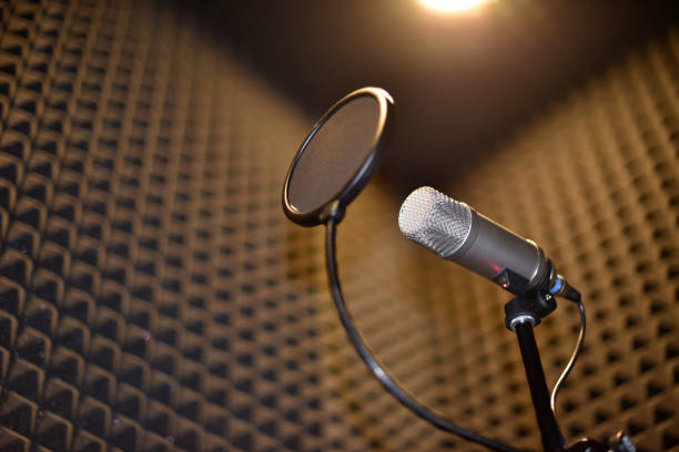 Sound recording room with noise insulation stock photo