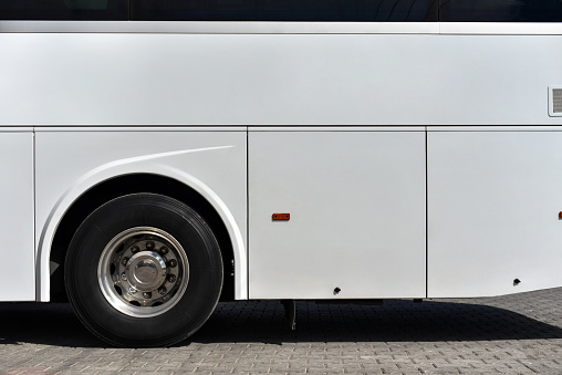 side of a white bus