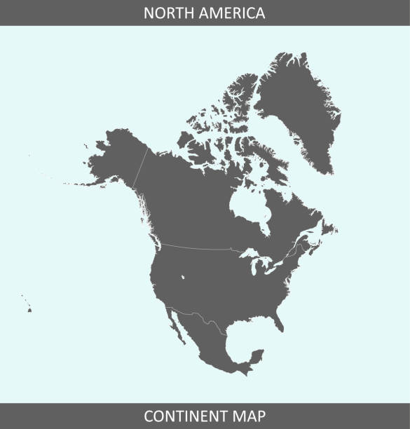 wektor mapy kontynentu ameryki północnej w celach edukacyjnych - outline mexico flat world map stock illustrations