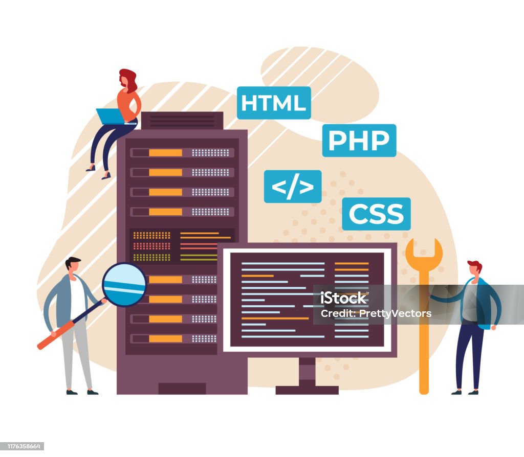 Programmer Development Concept Vector Graphic Design Flat Cartoon ...
