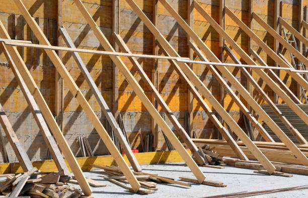 istock sturdy wooden supports on a construction site 1176360254