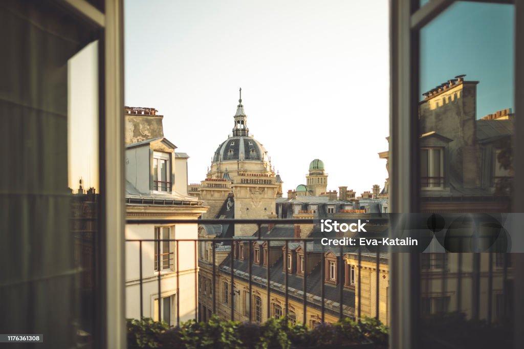 Balcony Frame With The University Of Paris Blurred In The Background Stock  Photo - Download Image Now - iStock