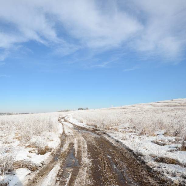 istock Road through snowcovered Russian countryside in winter 1176364996