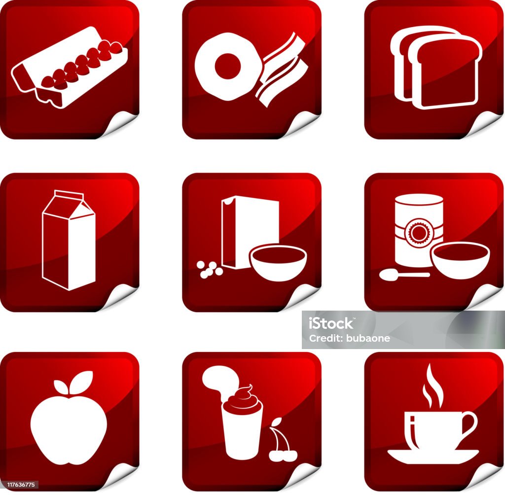 Café-da-manhã de nove ícone conjunto de vetor royalty free - Vetor de Alimentação Saudável royalty-free