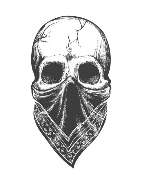 Vector illustration of Bandana skull tattoo