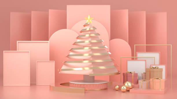 istock 3d render image of abstract geometric shape christmas tree scene concept decoration with copy space. 1176373014
