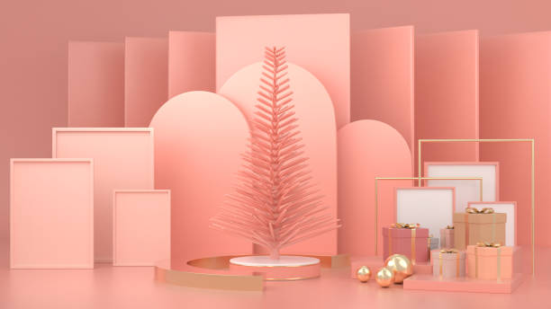 istock 3d render image of abstract geometric shape christmas tree scene concept decoration with copy space. 1176373144