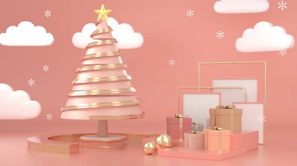 istock 3d render image of abstract geometric shape christmas tree scene concept decoration with copy space. 1176373768