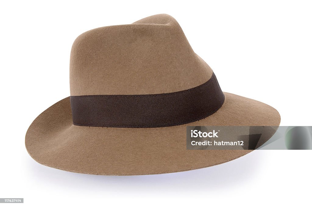 Color cuoio classico cappello Fedora in feltro (XL - Foto stock royalty-free di 1920-1929