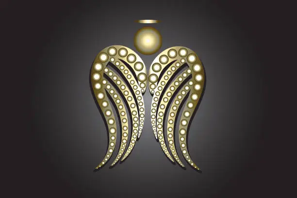 Vector illustration of Christmas angel gold symbol logo vector