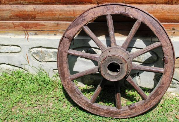 istock Old wooden wheel of a float 1176375506