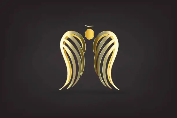 Vector illustration of Angel wings gold logo vector image design