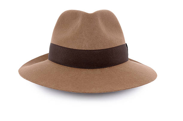 классическая фетровая шляпа-федора tan (xl - поле шляпы стоковые фото и изображения
