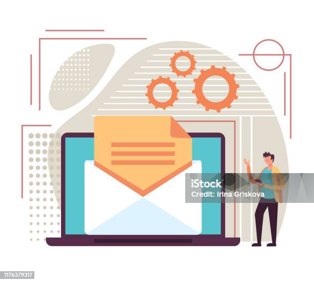 Message Format Cartoon Mail Service Message Communication Concept Vector Graphic Design Flat ...