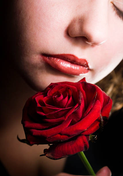 lady with the rose stock photo