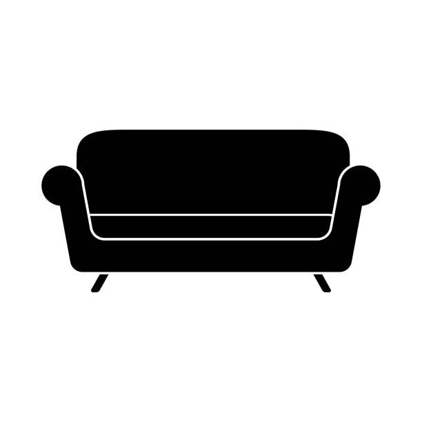 흰색 배경 벡터에 소파 간단한 아이콘 - couch stock illustrations