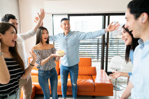 istock Friends brought a cake and a good mood 1176384676