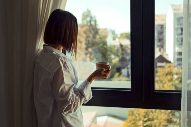 istock Young Women drinking coffee and wake up 1176386124