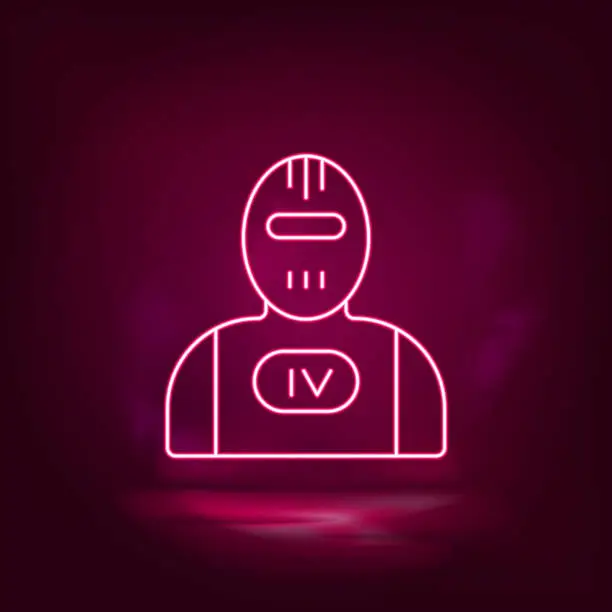Vector illustration of Terminator, robot neon icon - vector. Artificial intelligence.