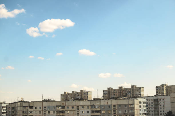 istock Wallpaper with a residential quarter below 1176393060