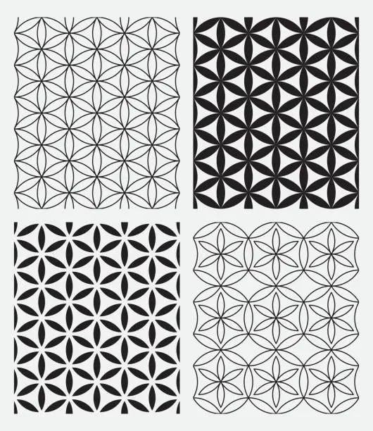 Vector illustration of Flower of life background. Seamless pattern