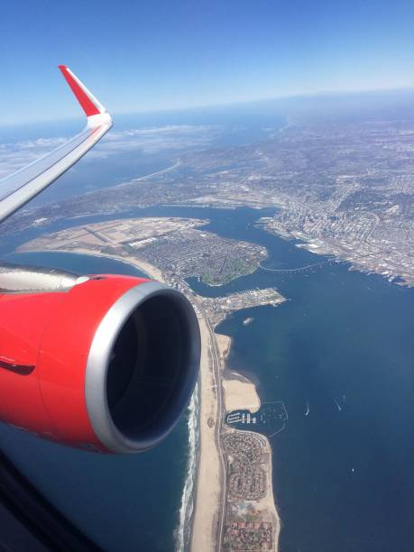 istock Aerial view of jet engine in flight 1176393755