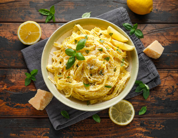 istock Pasta al Limone, Lemon with basil and parmesan cheese 1176393802