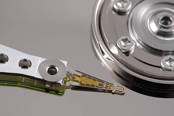 istock Close-up of a hard drive needle with reflection top view 117639676