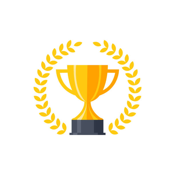 vektor flache goldene trophäe - jagdtrophäe stock-grafiken, -clipart, -cartoons und -symbole