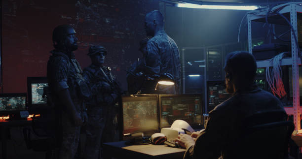istock Soldiers discussing operation details 1176398431