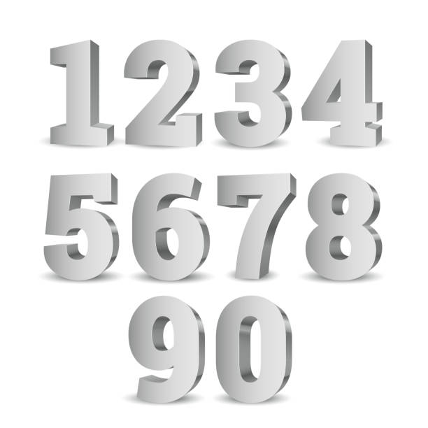 Silver 3d numbers. Silver 3d numbers. Symbol set. Vector illustration 3d number stock illustrations