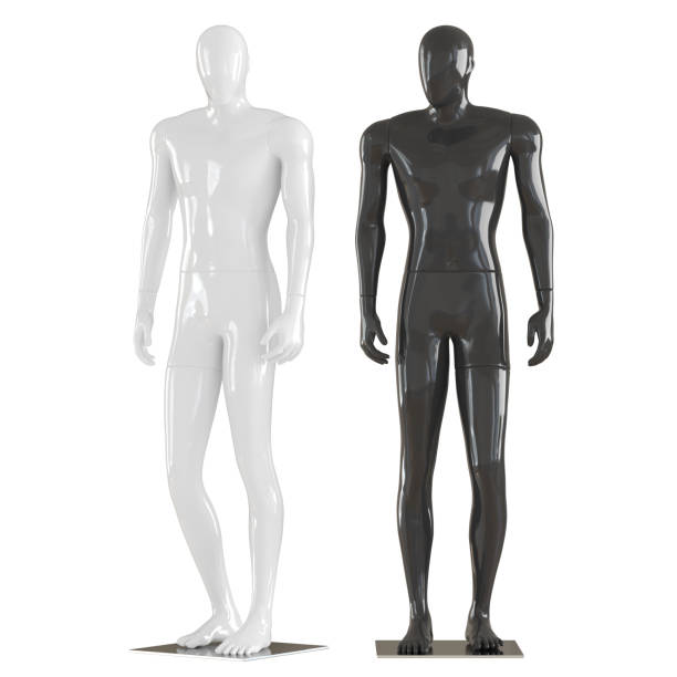 istock Black and white mannequin stand in a free straight pose. 3D rendering on isolated background 1176399511