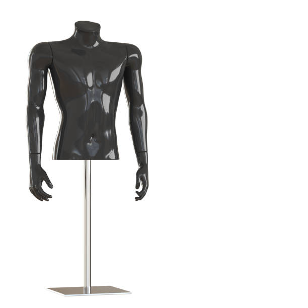 istock Black torso of a mannequin on an iron rack. 3D rendering on isolated background 1176399522