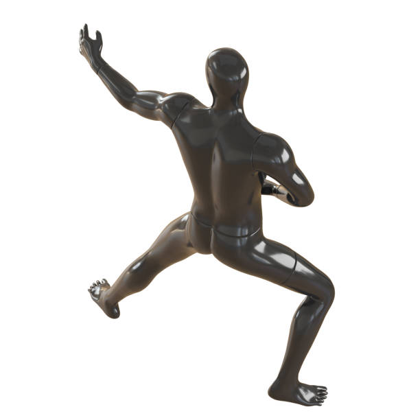 istock A black faceless mannequin stands in a pose as in martial arts. 3D rendering on isolated background 1176400065