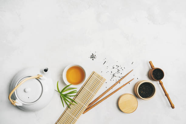 istock Asian food concept with Tea set on white background 1176400797