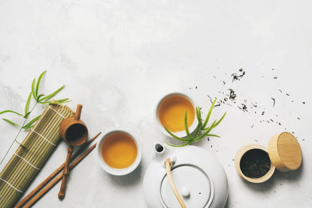 istock Asian tea concept on white background with copy space. 1176401888
