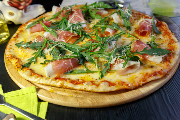 istock Pizza with bacon, cheese and herbs 1176402538