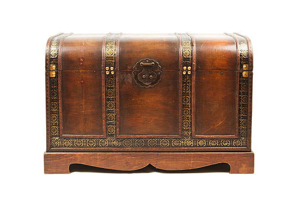 Antique wooden trunk stock photo