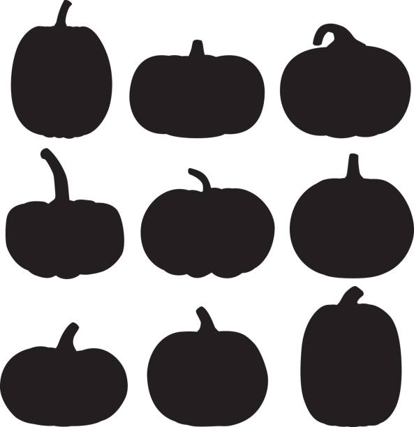 ilustraciones, imágenes clip art, dibujos animados e iconos de stock de siluetas de calabaza 4 - pumpkin