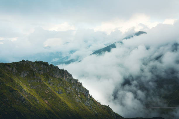 istock Misty summer mountain hills landscape 1176409218
