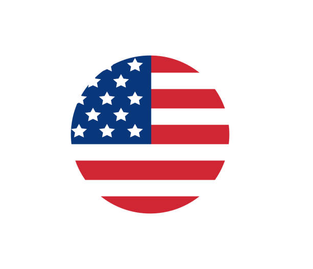 American flag in blue and red colors vector illustration American flag in blue and red colors and white background circular american flag stock illustrations