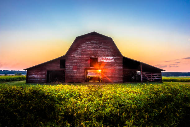 istock Rural Sunset At The Old Red Barn 1176411870
