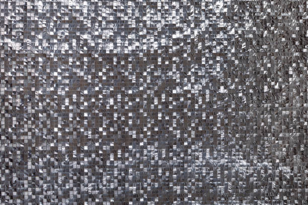 istock Silver metallic Squared three-dimensional background. Shiny metal silver foil texture. 1176417117