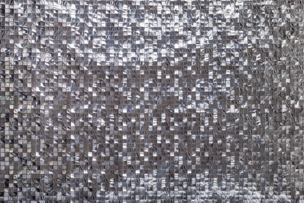 istock Silver metallic Squared three-dimensional background. Shiny 3d metal silver foil texture. 1176418212