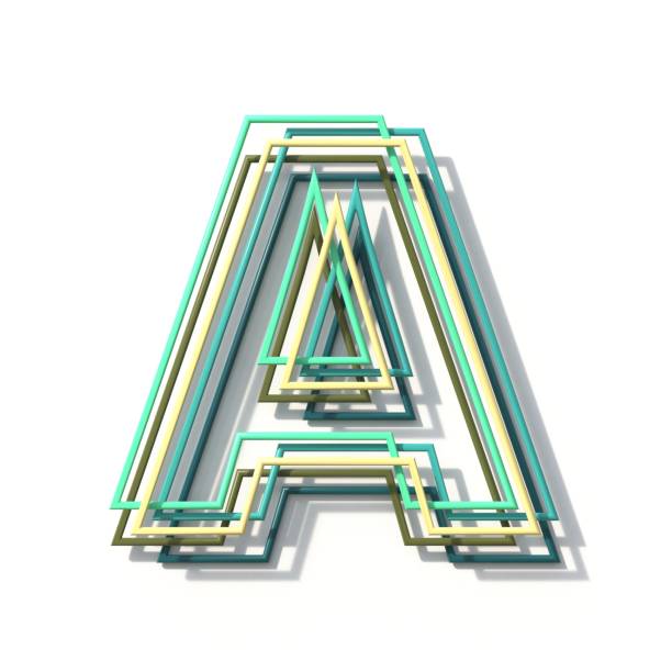 istock Three colors line font Letter A 3D 1176419396