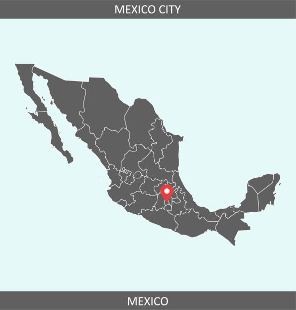 Mexico map vector with capital city location Mexico City for educational purposes Downloadable outline vector map of Mexico for educational purposes. The map is accurately prepared by a map expert. morelos state stock illustrations
